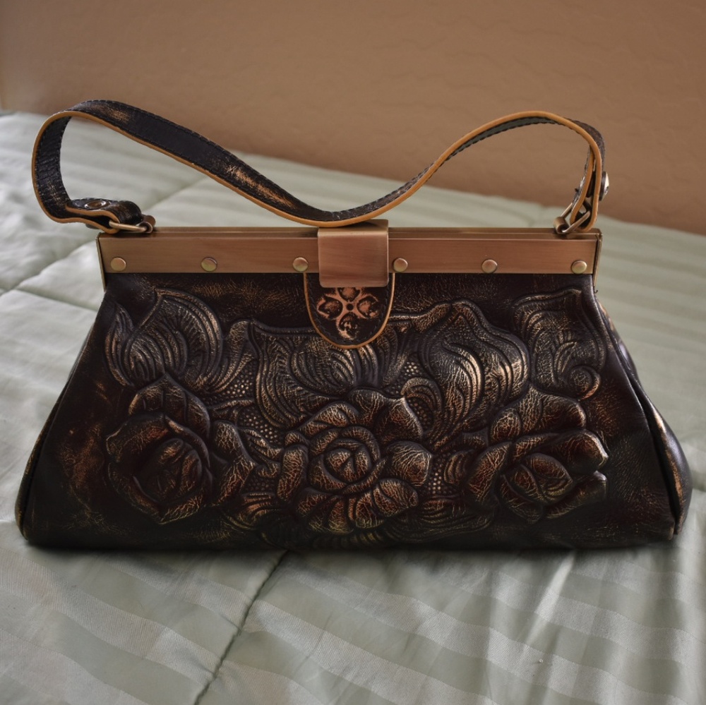 Patricia Nash tooled leather satchel